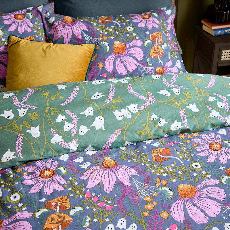 Ghoul Gardens Floral Duvet Cover Set, Single Duvet Cover + 1 Pillowcase