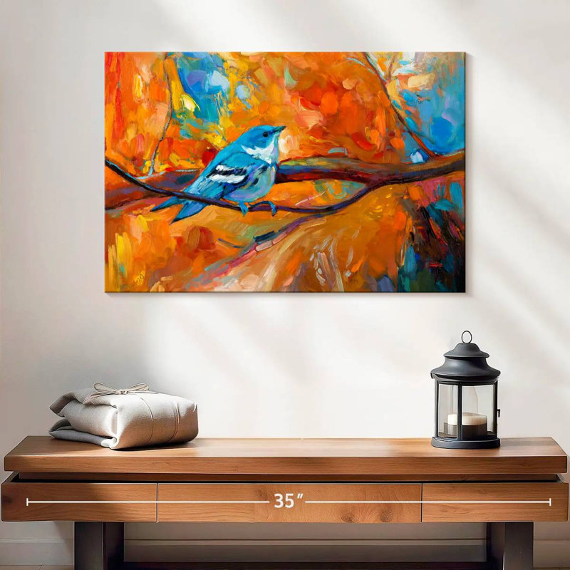 Bluebird In Autumn, 16" H x 24" W