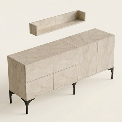 Jasper 71" Console Table and Matching 39" Wall Shelf Set