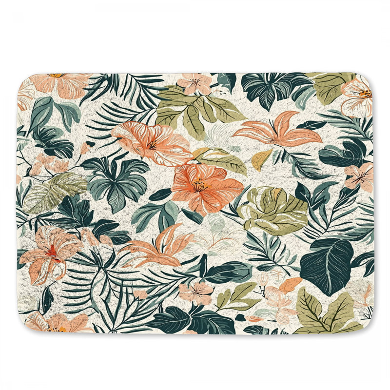 Tapis de bain fleurs tropicales, L 24 po x l 17 po