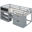 Lit mezzanine simple gris avec bureau roulant - Étagère et tiroir-1627903746