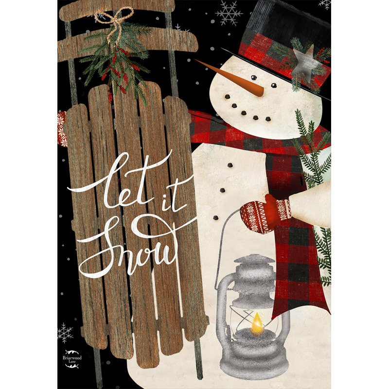 Snowman And Sled Garden Flag