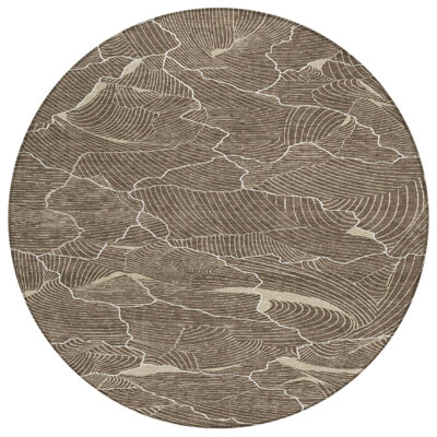 Sahari Brown Washable Indoor-Outdoor Rug - 