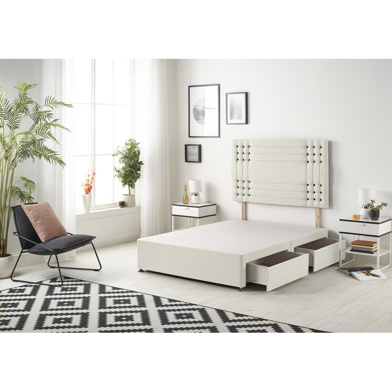 Dennishia Divan Bed Base, Double (4'6), Ivory, 4 Drawers