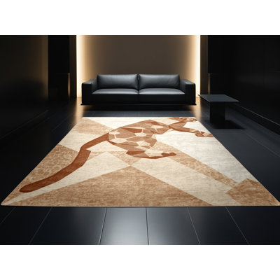 Tapis beige lavable à la machine Pantelia