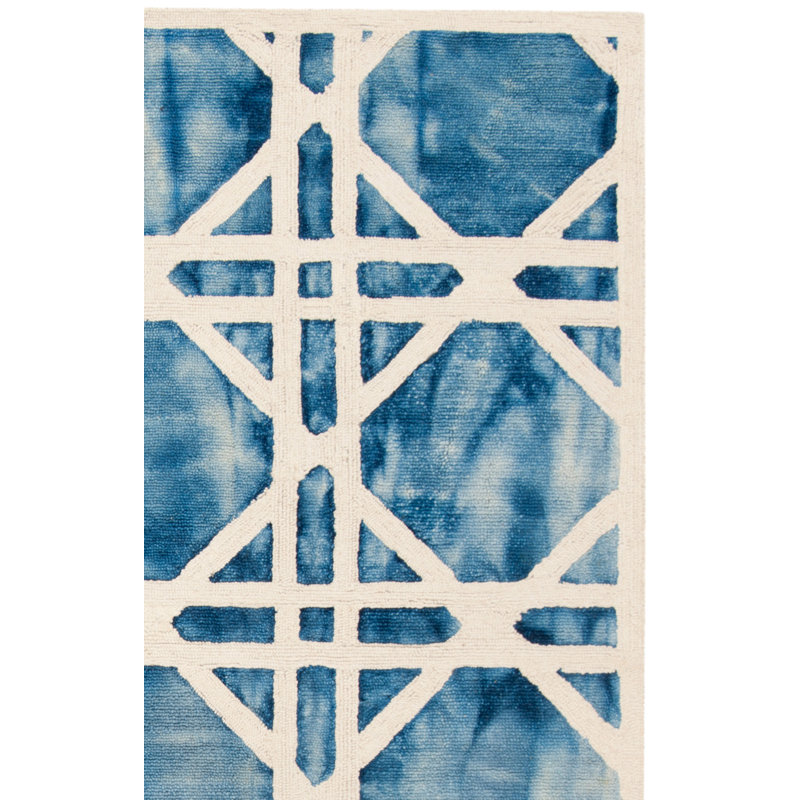 Dip Dye Hand Tufted Wool Geometric Rug, Runner 2'3" x 10'