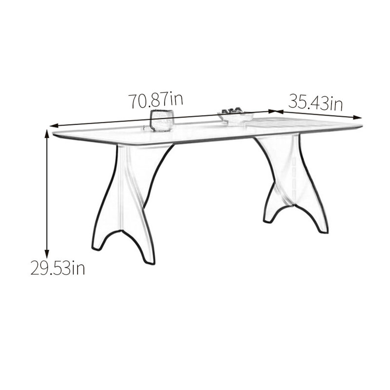 Table de salle à manger en frêne, H 29,53 po x L 70,87 po x l 35,43 po, Tanné
