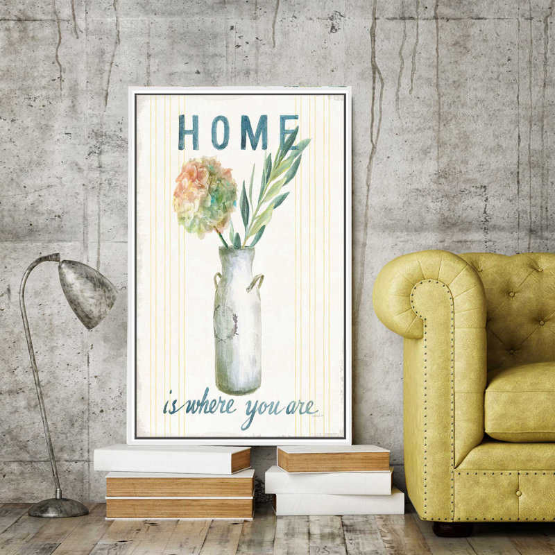 Floursack Home III - impression d'art graphique, Cadre flottant blanc, H 63,5 po x l 39,5 po x P 2 po