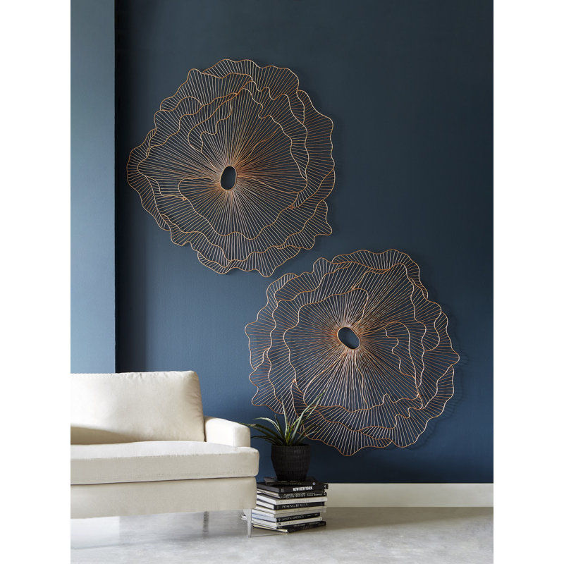 Large Copper Contemporary Flower Wall Art Sculpture