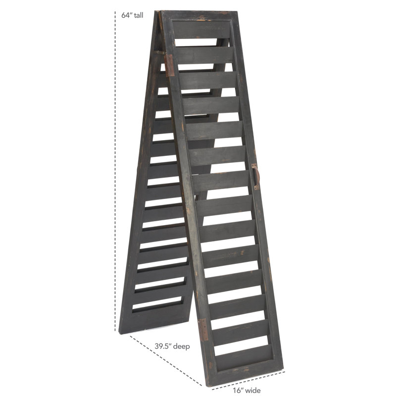 2-Sided Shutter Ladder Display - Rustic Black, Black