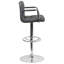 Tabouret de bar contemporain à hauteur réglable en vinyle matelassé avec accoudoirs et base chromés Chestertown-70480737-132138002