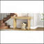 Console étroite avec décoration en rotin, table d'entrée en bois naturel avec tiroirs de rangement, élégante table de canapé rustique pour le salon et le couloir (naturel)
