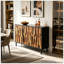 Buffet rustique de style champêtre de 120 cm (47,24 po) avec motif de bois droit, meuble d'appoint moderne