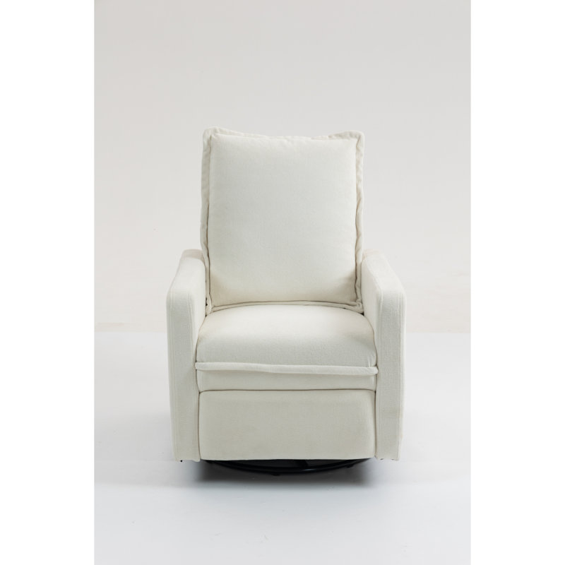 Short Plush Manual Button Armchair Sofa, White