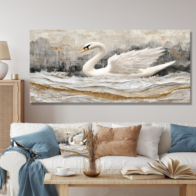 Marble Dance Of The Swan II - Swans Metal Wall Art, Modern Metal Art Print
