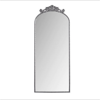 58"x24" Arched Full Body Mirror with Vintage Ornate Carved Applique on Top, Hanging Wall Mounted Mirror, for Living Room Bedroom Retro Home Decor Mirror