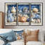 Plage, poterie en tons de bleu et blanc, ensemble d'art mural-107181984-107181992