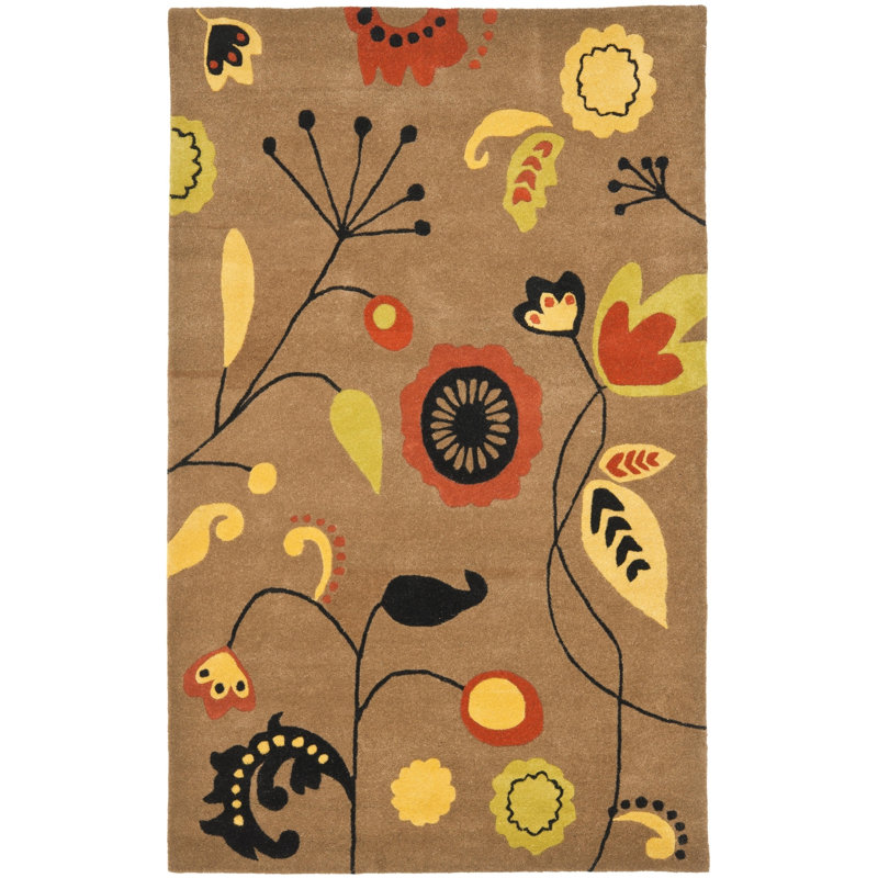 Soho Hand Tufted Wool And Viscose Floral Rug, Rectangle 3'6" x 5'6"