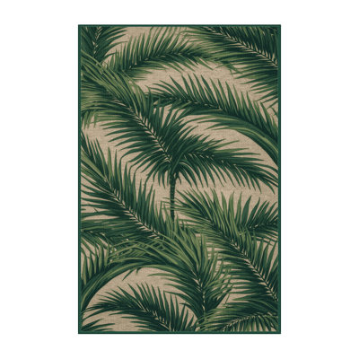 Washable Fan Palm Hawaiian Area Rug