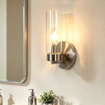 1-Light Cylinder Frosted Glass Wall Sconce