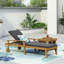 Chaise longue réglable en bois d'acacia avec coussins non poreux
