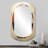 Midcentury Geometric Abstract In Retro Orange - Midcentury Modern Asymmetrical Unique Mirror, Gold Cylinder Large Wall Mirror, Printed Metal Art-75893781
