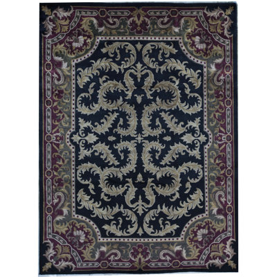 Tapis noir et rouge de haute qualité noué à la main