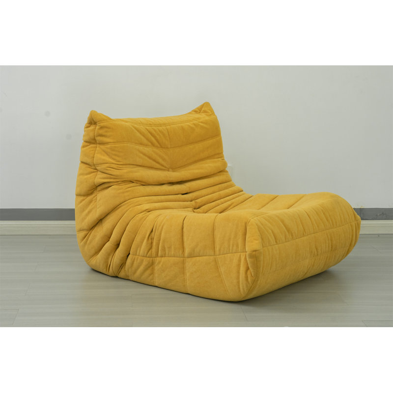 Floor Sofa Bean Bag Chair For Adults Fireside Bean Bag Lounger Memory Foam Chair For Home, Yellow Polyester Blend