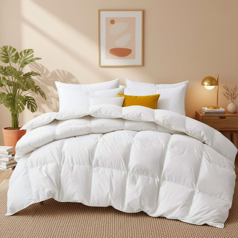  Insert de couette en plumes d'oie blanches toutes saisons avec housse en coton 300TC, Grand