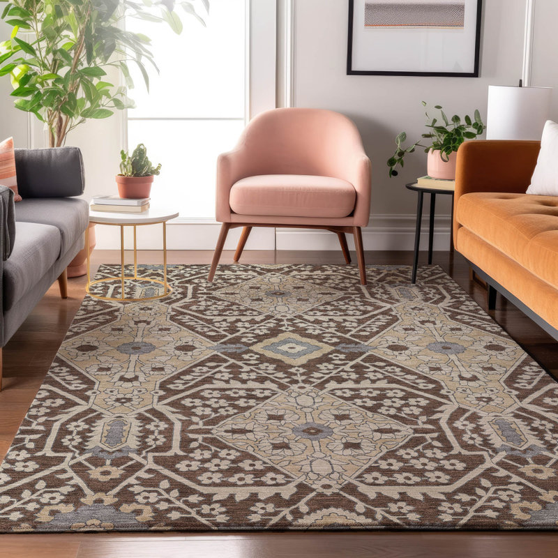 Premium Machine Washable Prisco Chocolate Rug, Rectangle 9' x 12'
