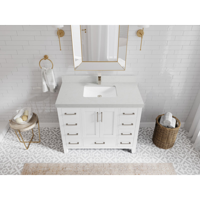 Ensemble de meuble-lavabo simple 42 po Malibu, Quartz de Carrare