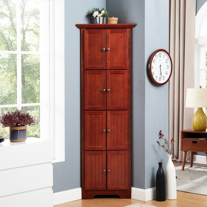 Armoire 4 coins avec 8 portes et 8 tablettes fonctionnelles pour un usage domestique