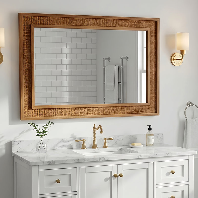Miroir décoratif rectangulaire, 36" x 24", Yellowish-Brown