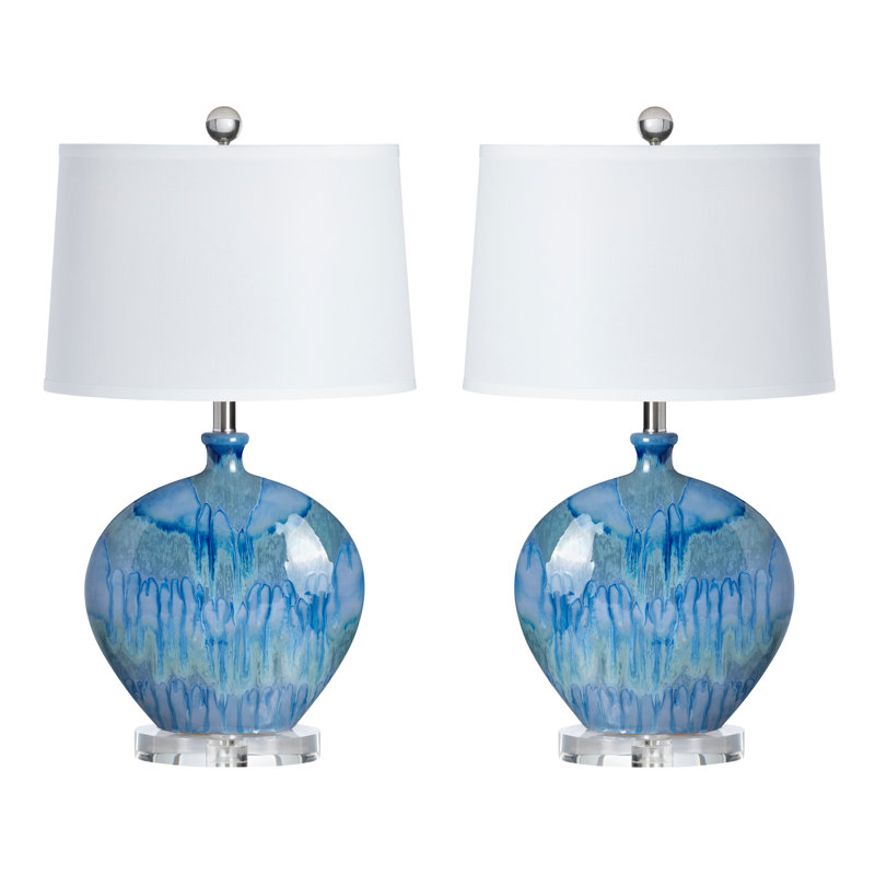 27" Ceramic Table Lamp With White Shade