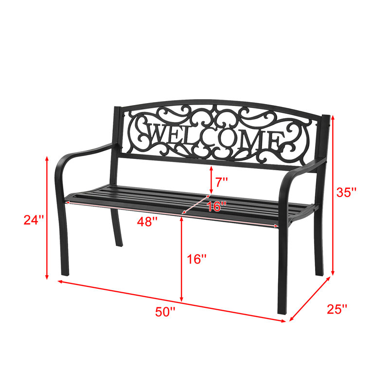 Banc de jardin en acier, Noir