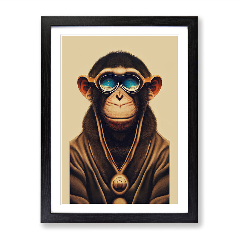 Cool Monkey - Single Picture Frame Print, 34cm H x 25cm W x 2cm D, Black