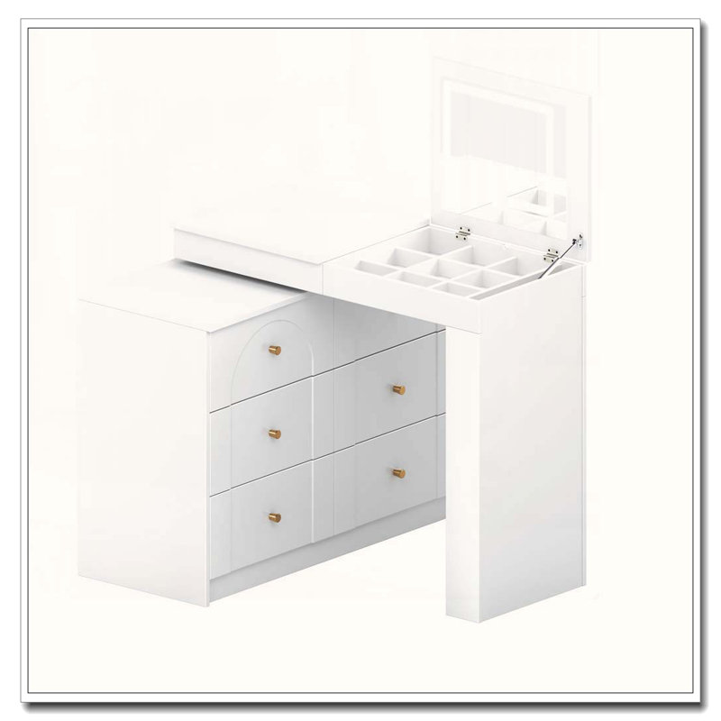 Bureau de coiffeuse avec miroir rabattable et lumières DEL