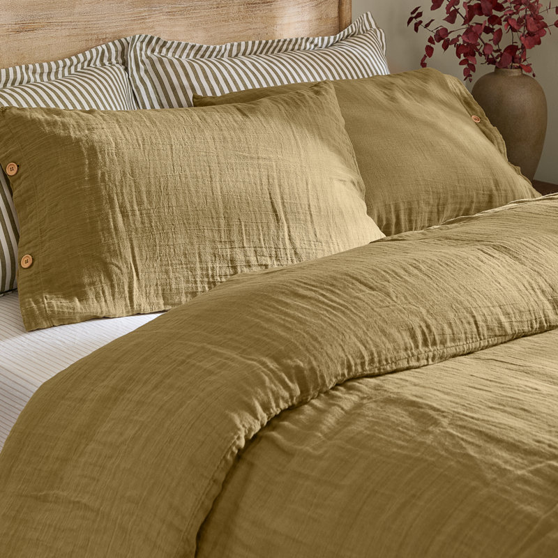 Lark Cotton Solid Colour Duvet Cover Set, Kingsize Duvet Cover + 2 Standard Pillowcases, Green