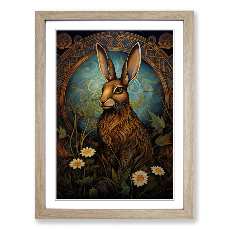 XYZ-FRM-V1223-3556 Hare Nouveau - Single Picture Frame Print on Wood