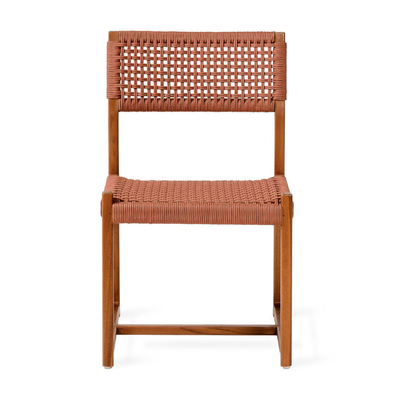 Aliyyah Patio Dining Side Chair, Terracotta/Natural Wood