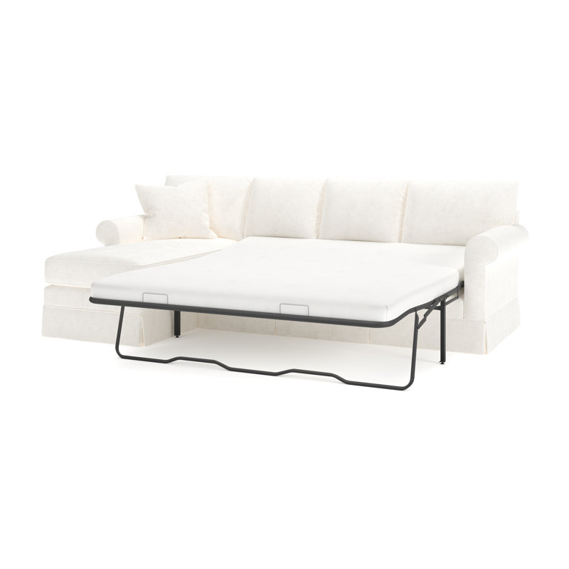Friedman 2 - Piece Upholstered Sleeper Sectional, Left Hand Facing, Bevin Natural Linen Blend