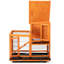 Lapin orange avec espace de détente - plateaux amovibles et pratiques amovibles, toit imperméable, nid de jeu, grand espace pour animaux de compagnie, 4 roulettes
