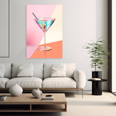 Disco Martini cocktail coloré, art mural moderne géométrique