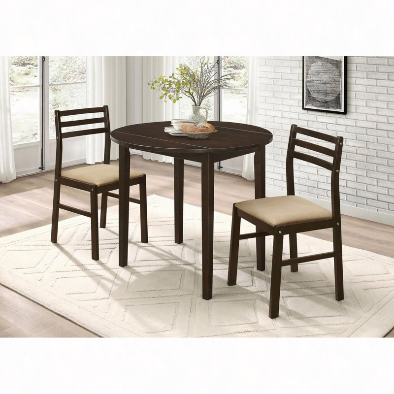 3-Piece Dining Set With Drop Leaf, Cappuccino