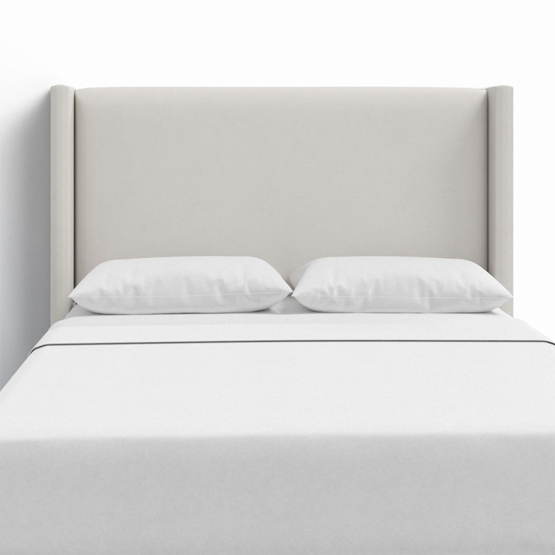 Hanson Upholstered Headboard, Full, Bella Light Gray Performance Velvet