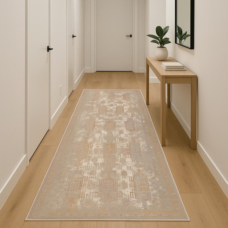 Tapis de couloir gris et beige 18 'Southwestern