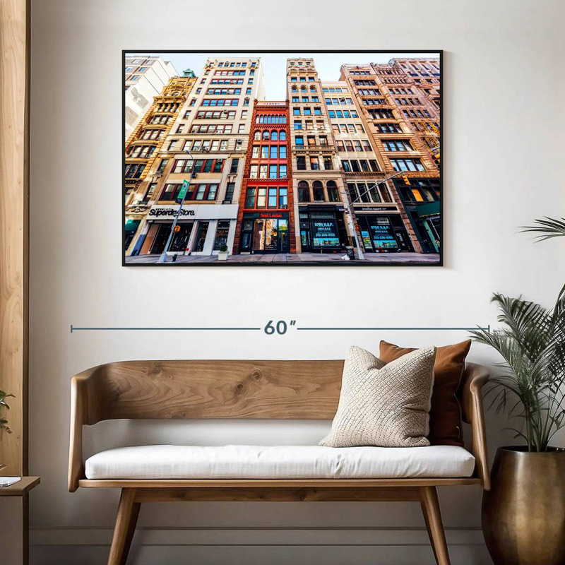Bâtiments à Tribeca, 46 po x 31 po, Cadre flottant noir