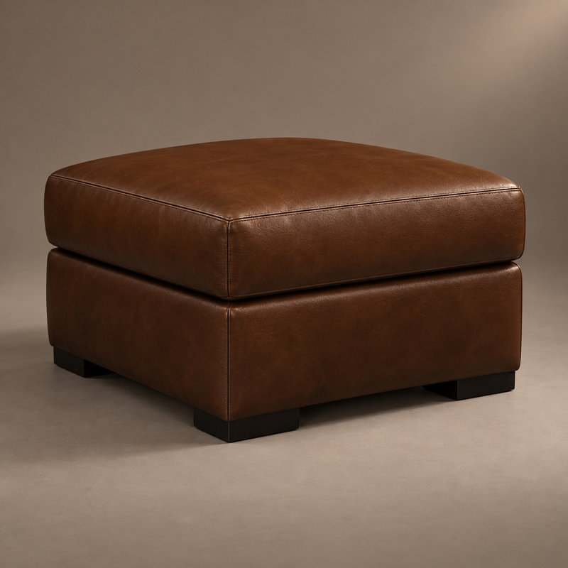 Iljan Square Leather Ottoman