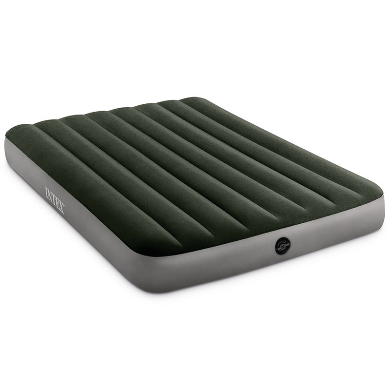 Intex: Dura-Beam: Prestige Downy Airbed - Twin - Green, 10" Inflatable Air Mattress, Fiber-Tech, Velvety Surface, Indoor-Outdoor, 300lb Cap, 64106E
