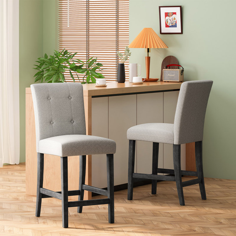 Ajeem Upholstered Counter Stool, Gray